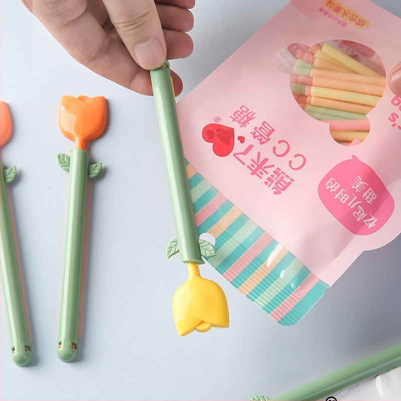 Klip za zatvaranje s dizajnom tulipana, otporan na vlagu i čuva svježinu, PVC kutija 8 komada, Youyue