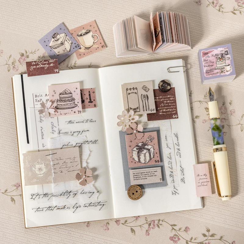 Ketchup Girl мини дневник — оригинален стил, лека хартия, печат, серия 100-дневен чек-ин, DIY колаж