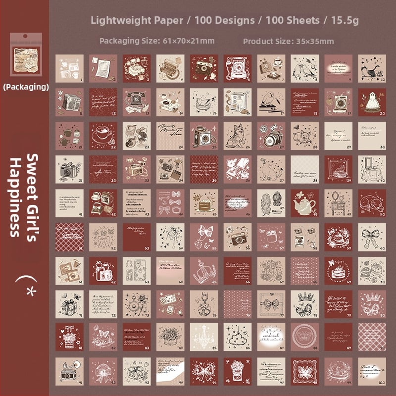 Ketchup Girl мини дневник — оригинален стил, лека хартия, печат, серия 100-дневен чек-ин, DIY колаж