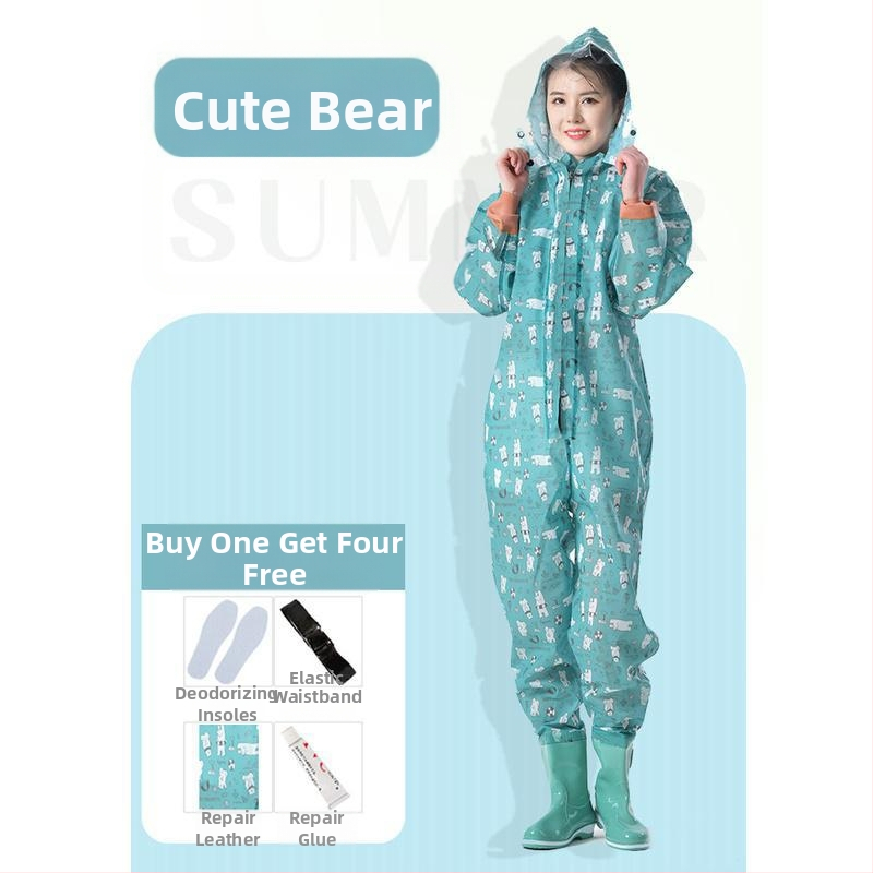 Женски водоустойчив костюм за водни дейности с водни панталони и водни обувки, пълен дъждовен комплект за лято риболов