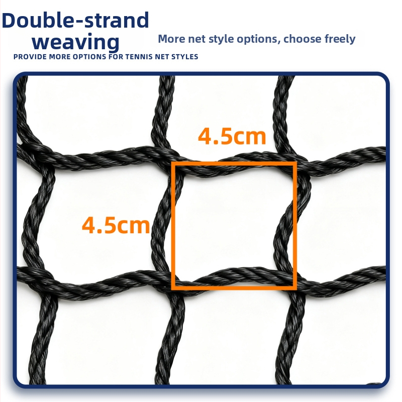 Vlastná štandardná tenisová sieť — polyetylén, uzlovaná alebo bez uzlov, malé očká, 5-vrstvový prekrytý pevný tkaný sieť