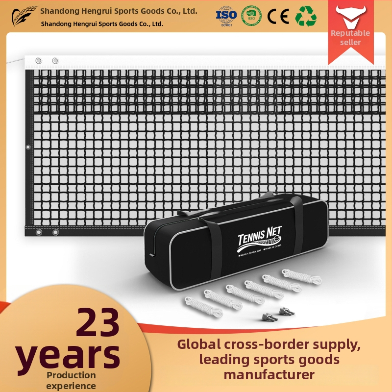 Vlastná štandardná tenisová sieť — polyetylén, uzlovaná alebo bez uzlov, malé očká, 5-vrstvový prekrytý pevný tkaný sieť