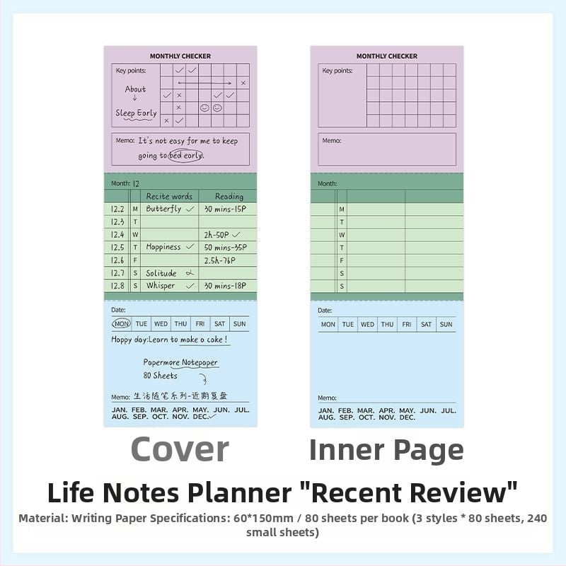 PaperMore записник за бележки и седмичен план, серия Life Essay, 80 листа, стил Korean Department
