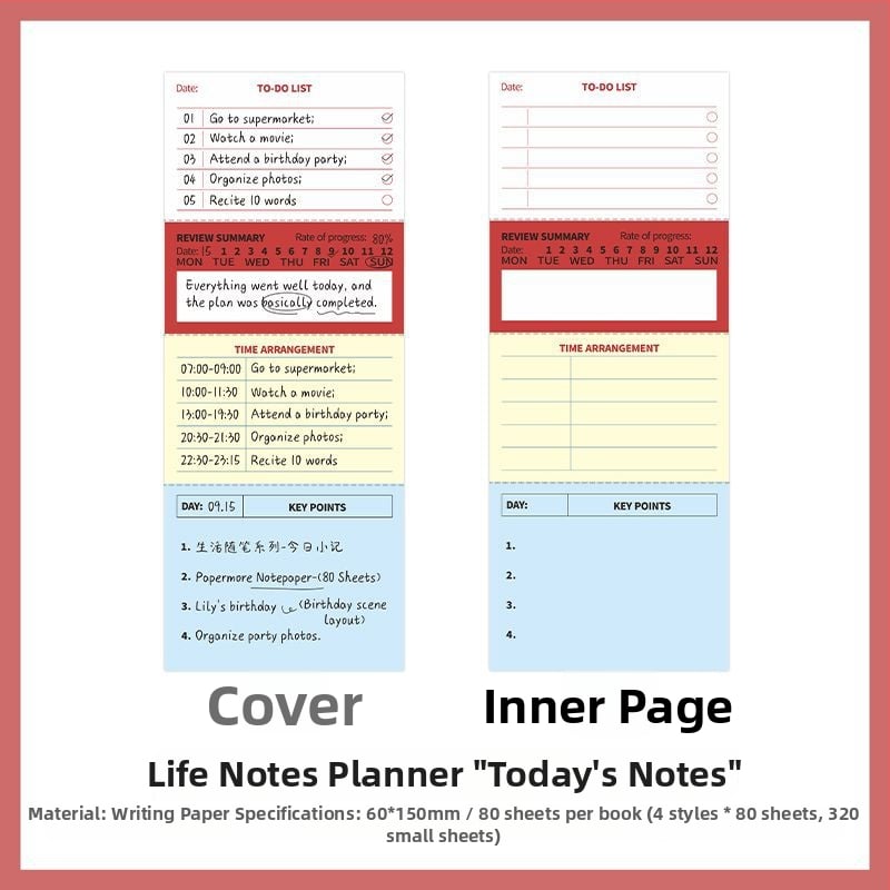 PaperMore записник за бележки и седмичен план, серия Life Essay, 80 листа, стил Korean Department