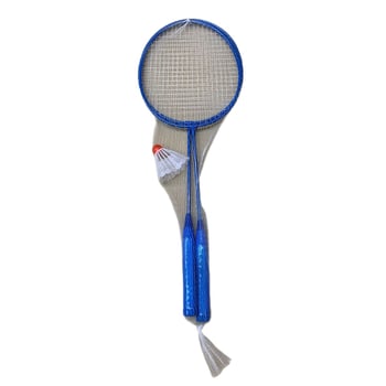Raketa za badminton s okvirom od željeznog legura, najlonske žice, težina 95–100 g, direktni udarac.