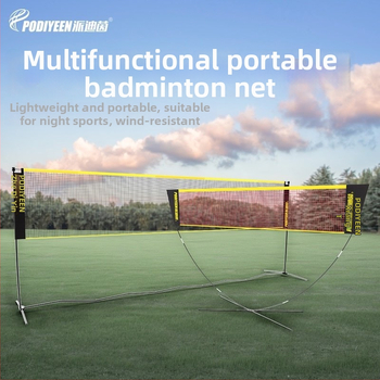 Prenosný stojan na sieť na bedminton — nastaviteľná výška, kompatibilný s bedmintonom, volejbalom, tenisom, pickleballom a futbalom; sieť z Tetoron polyesteru bez uzlov, hustá sieť, lem 600D Oxford