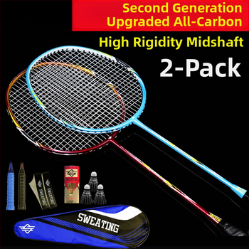 SWEATING badminton raketa — ultralaka, okvir od stakloplastike, težina 85–89 g, debljina ručke G4, tip reketa: direktan udar, za početnike