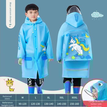 Παιδικό EVA αδιάβροχο με θήκη για σχολική τσάντα, poncho ενός κομματιού, καρτούν στυλ, παχύ ύφασμα