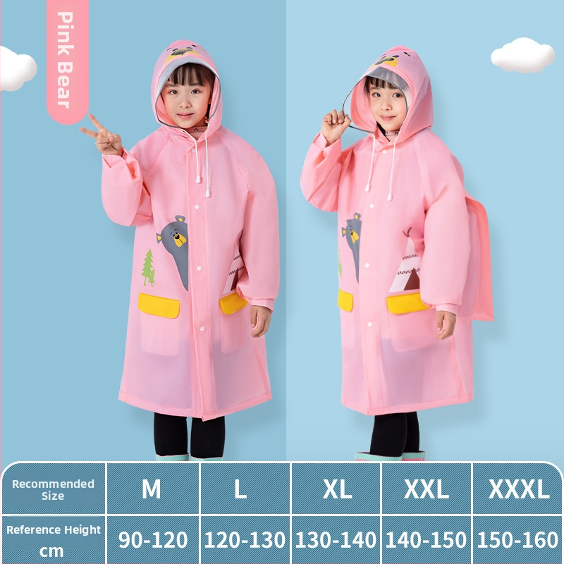 Παιδικό EVA αδιάβροχο με θήκη για σχολική τσάντα, poncho ενός κομματιού, καρτούν στυλ, παχύ ύφασμα