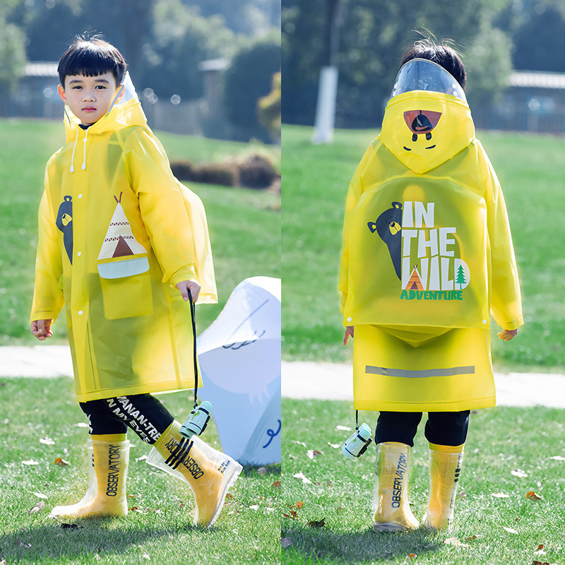 Παιδικό EVA αδιάβροχο με θήκη για σχολική τσάντα, poncho ενός κομματιού, καρτούν στυλ, παχύ ύφασμα