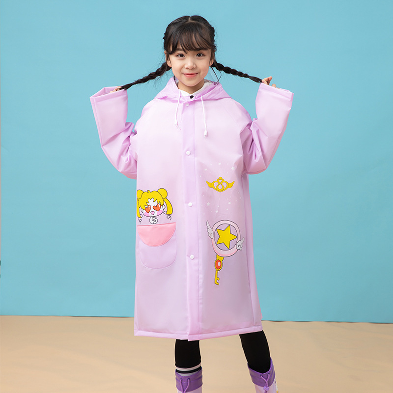 Παιδικό EVA αδιάβροχο με θήκη για σχολική τσάντα, poncho ενός κομματιού, καρτούν στυλ, παχύ ύφασμα