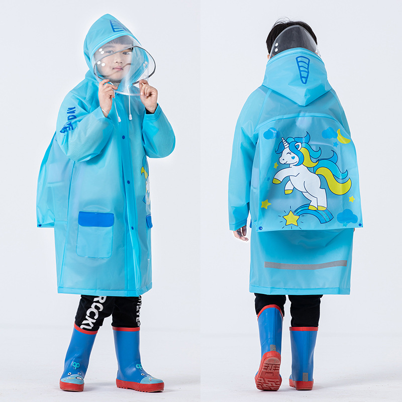 Παιδικό EVA αδιάβροχο με θήκη για σχολική τσάντα, poncho ενός κομματιού, καρτούν στυλ, παχύ ύφασμα
