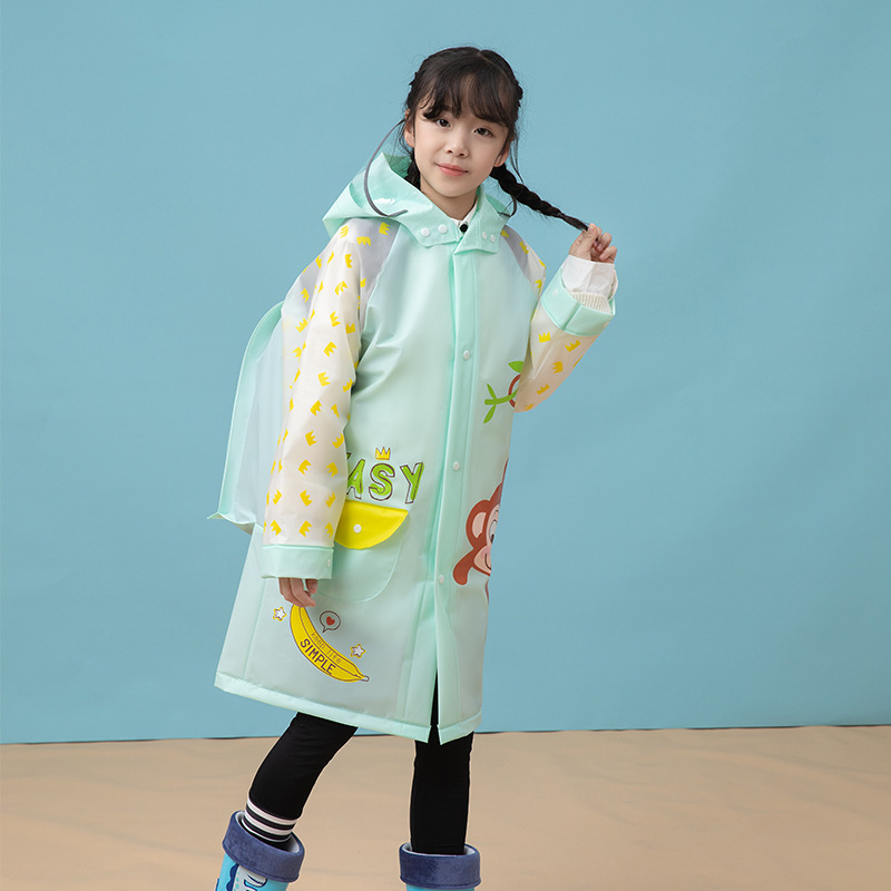 Παιδικό EVA αδιάβροχο με θήκη για σχολική τσάντα, poncho ενός κομματιού, καρτούν στυλ, παχύ ύφασμα