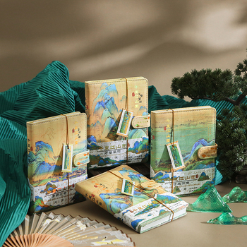 Füzet mesterséges bőr borítóval, ragasztott kötés, papírlapok, retro nosztalgia stílusban, Jiangshan map sorozat