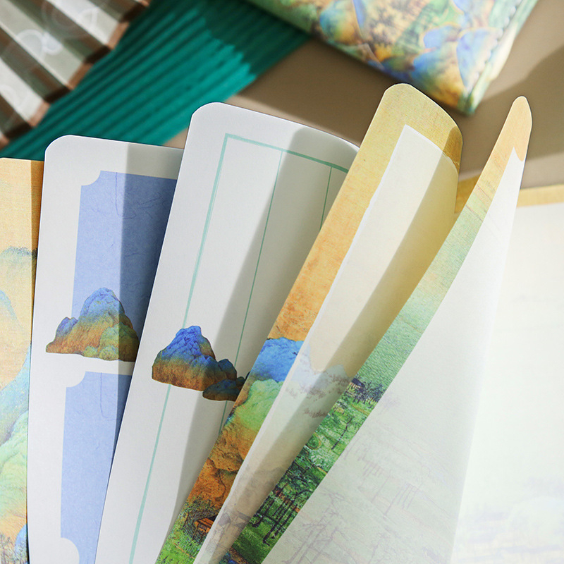 Füzet mesterséges bőr borítóval, ragasztott kötés, papírlapok, retro nosztalgia stílusban, Jiangshan map sorozat