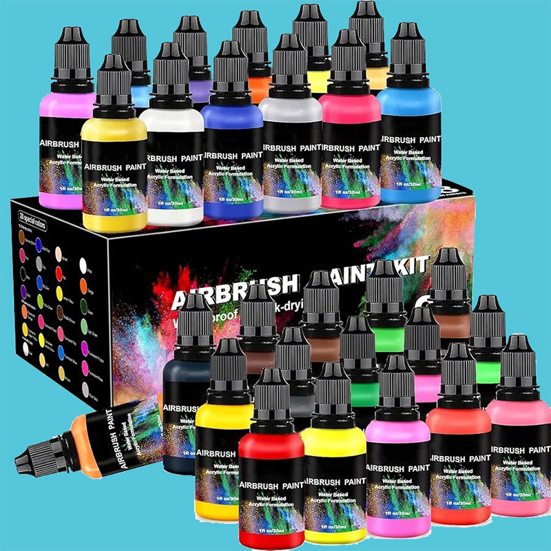 Set boja za pištolj za prskanje, 28/12 boja, 30 ml, vodeno‑akrilna boja za modele i platno DIY