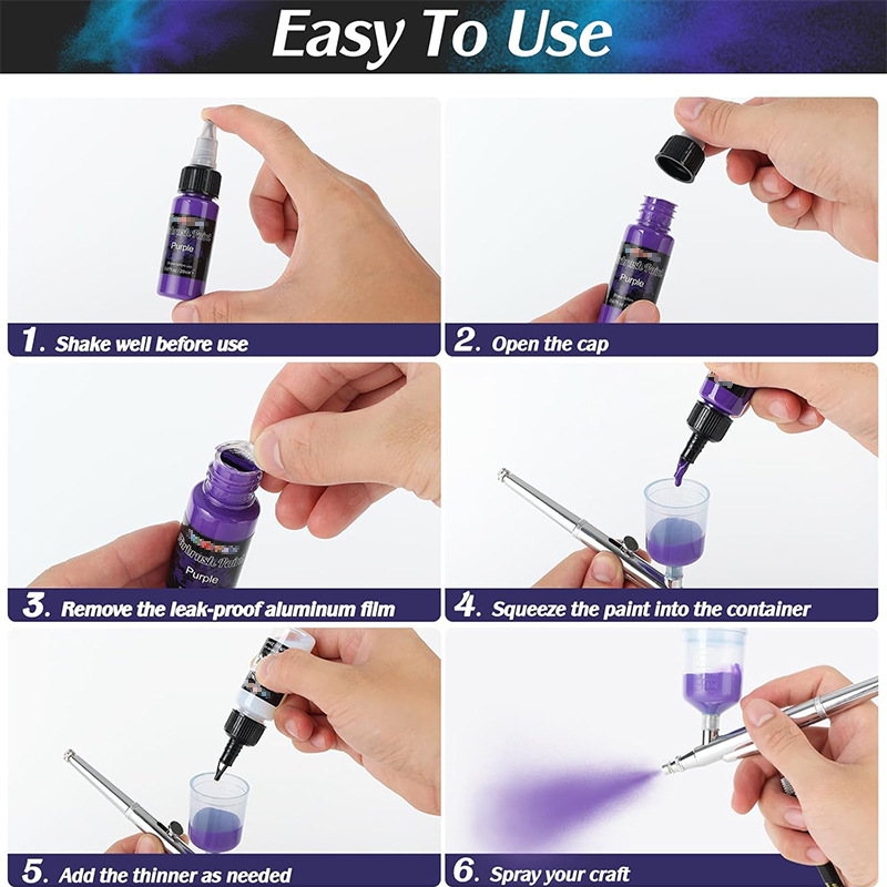 Set boja za pištolj za prskanje, 28/12 boja, 30 ml, vodeno‑akrilna boja za modele i platno DIY
