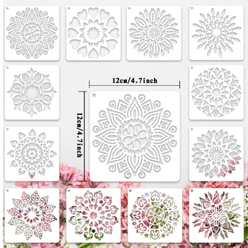 Mandala šablona crtanje, PET šuplja ploča za DIY grafite; Materijal: PET; Uvoz: Ne; IP autorizacija: Ne