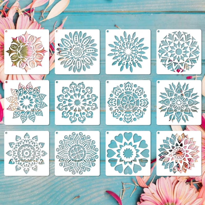 Mandala šablona crtanje, PET šuplja ploča za DIY grafite; Materijal: PET; Uvoz: Ne; IP autorizacija: Ne