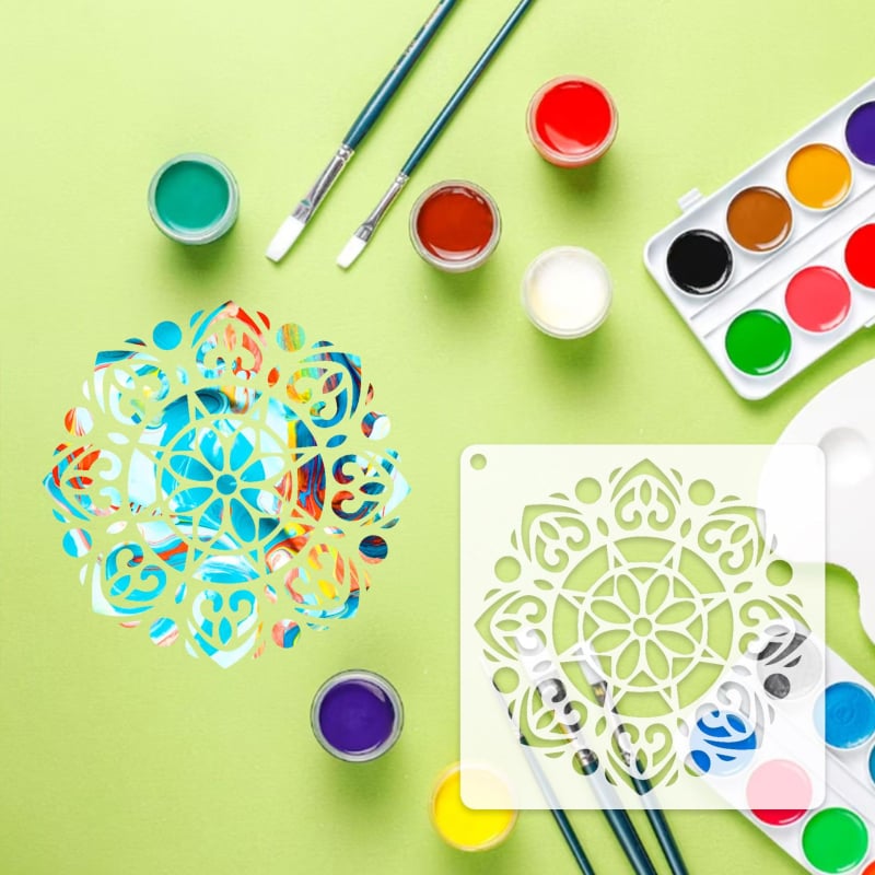 Mandala šablona crtanje, PET šuplja ploča za DIY grafite; Materijal: PET; Uvoz: Ne; IP autorizacija: Ne