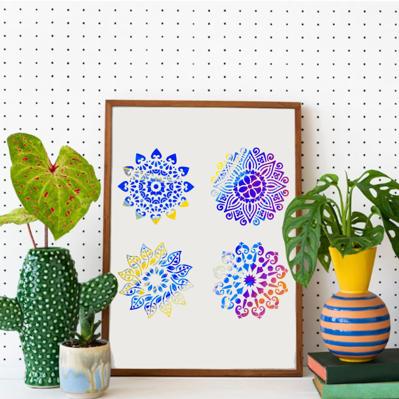 Mandala šablona crtanje, PET šuplja ploča za DIY grafite; Materijal: PET; Uvoz: Ne; IP autorizacija: Ne