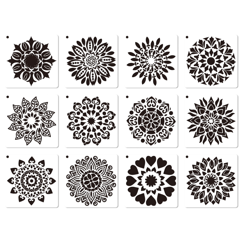 Mandala šablona crtanje, PET šuplja ploča za DIY grafite; Materijal: PET; Uvoz: Ne; IP autorizacija: Ne