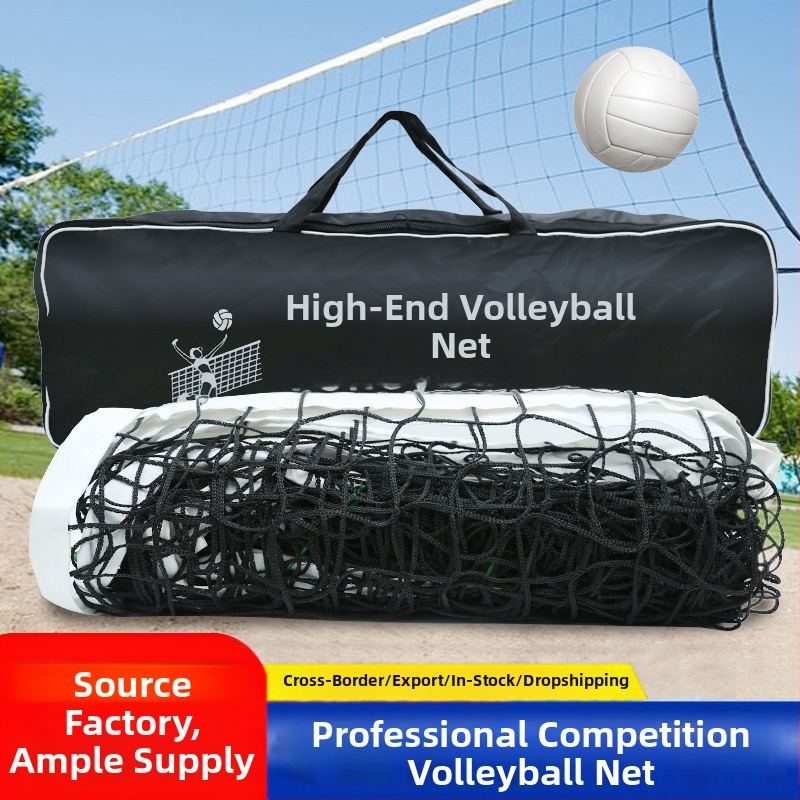 Sieť na volejbal – polyetylén, na plážový a štandardný súťažný zápas, sieť s uzlami, štvorstranné okraje, oceľový drôt