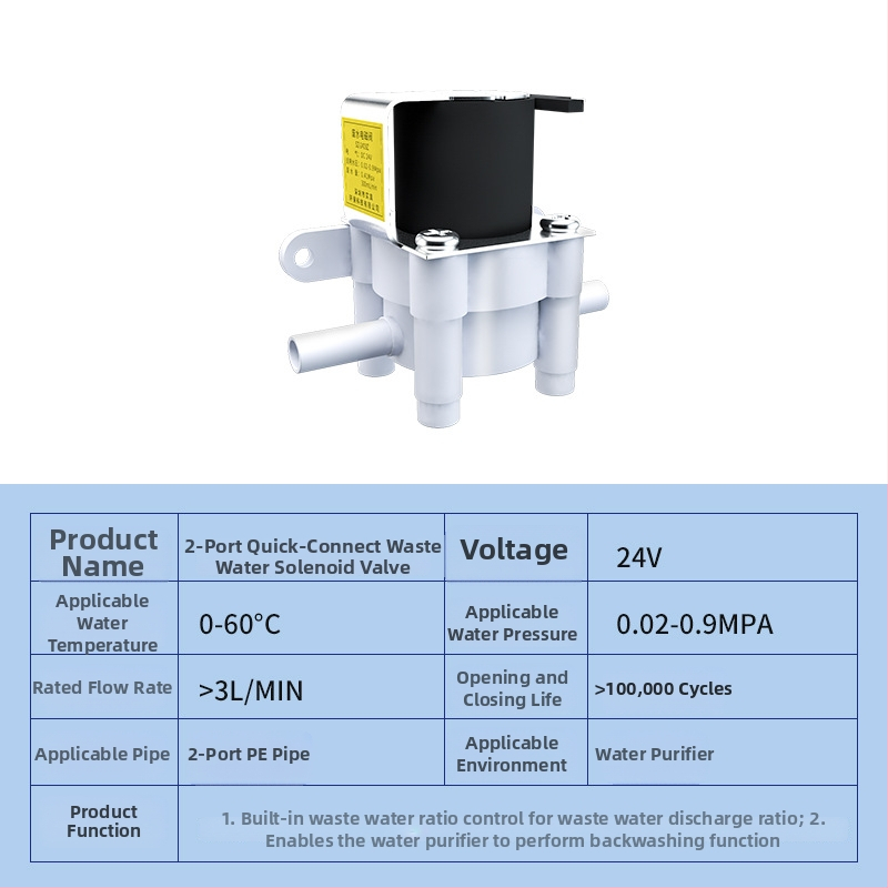 Ventil za pročišćivač vode sa 24V ulazom i 12V elektromagnetnim ventilom, automatsko ispiranje, 2/3 brze spojke