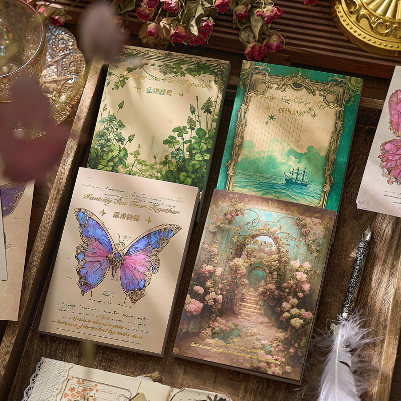 Set bilježnica umjetničkog dnevnika s pozadinskim kolažom, materijalni papir, 60 listova, marka Early foam, nije ljepilo, IP: Nije dopušteno