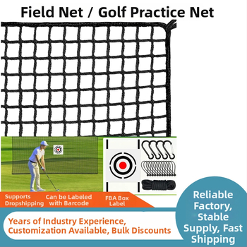 Голф мрежа за тренировка за вътрешна и външна употреба — оградна мрежа за голф тренировки (без възли), с печат на лого и персонализирана обработка; материал: полиетилен/полипропилен