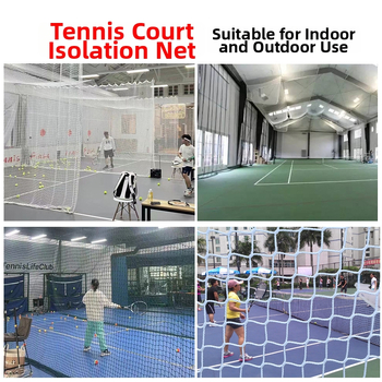 Мрежа за тенис корт: ограждаща, изолационна и защитна без възли за зали и открито; Материал: полипропилен/полиестер; Приложими сценарии: тенис на маса, тенис с пера и други топкови спортове; Подходящ за спорт: тенис; Обработка и персонализация: Да