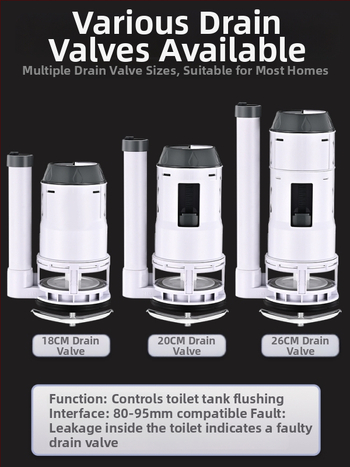 Integrirani ventil za odvod vode iz spremnika toaleta, nehrđajući čelik, 3-inčno ispiranje, veliki promjer izlaza