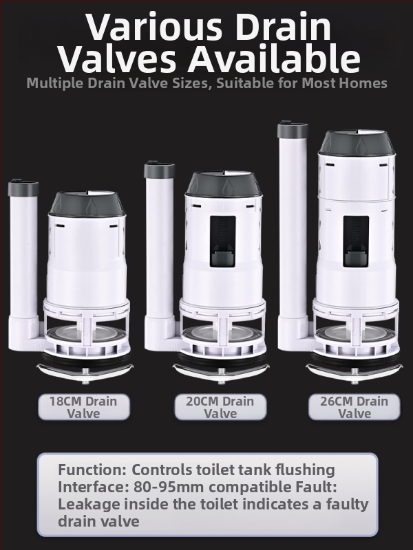 Integrirani ventil za odvod vode iz spremnika toaleta, nehrđajući čelik, 3-inčno ispiranje, veliki promjer izlaza