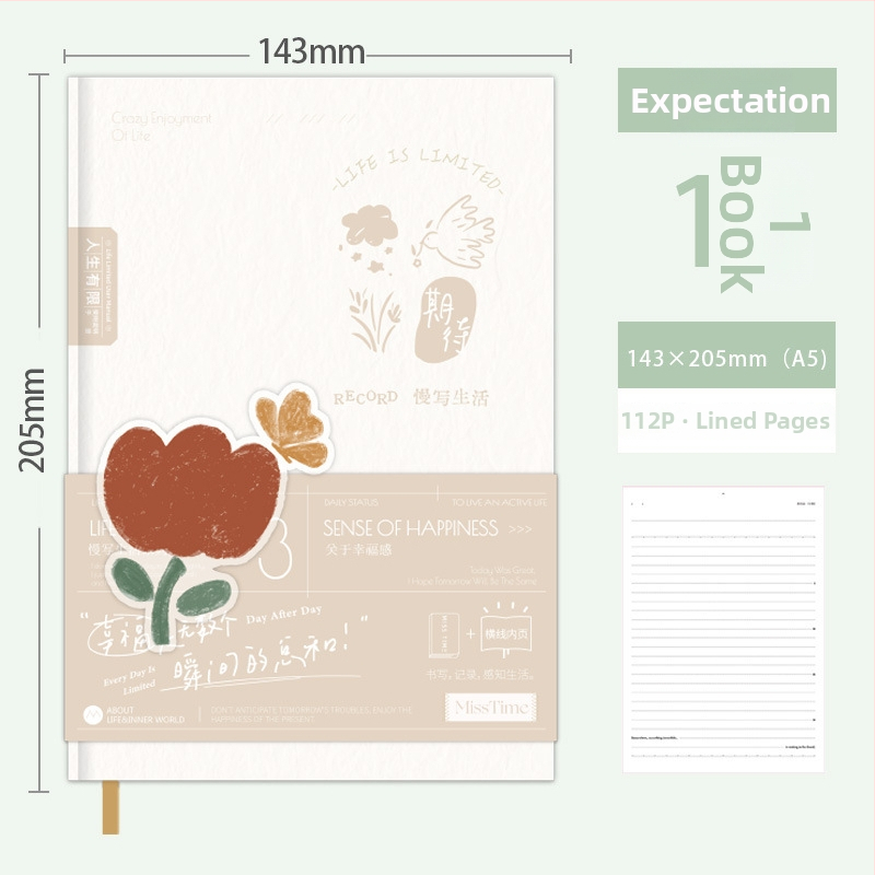 Bilježnica s tvrdim uvezom, papir za pisanje 100 g/m², 200–300 stranica, kreativni stil