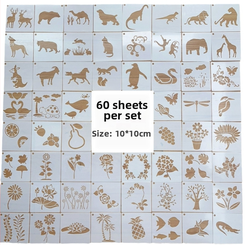Eun-Lok Nové 60 Plastový Štvorcový DIY Šablóna pre Ilustrácie Rastlín a Živočíchov, Prispôsobiteľná s Logom