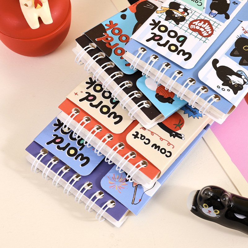 Knjiga — Serija Square Cow Kitten: Englesko diktiranje i riječi za učenike, prijenosna spiralna veza, 100–200 stranica, slatka japansko-korejska stil