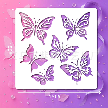 Šablona za crtanje s izrezima leptira i cvijeća (PET materijal; Marka Yiwu Purple Butterfly Arts and Crafts Factory; Nije uvezeno)
