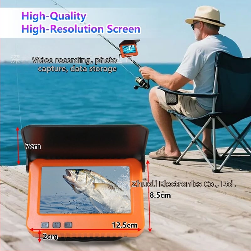 Υποβρύχια κάμερα ψαρέματος με νυχτερινή όραση και καταγραφή, οθόνη — βάθος 0.6–30 m, καλώδιο 15 m, τροφοδοσία DC 10–18 V