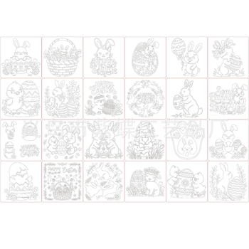 Šablona za crtanje za crtani zeko – PET šablona, model SJX-176, marka Yiwu City Purple Butterfly Crafts Factory