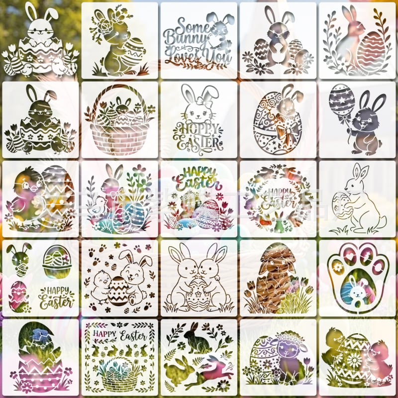 Šablona za crtanje za crtani zeko – PET šablona, model SJX-176, marka Yiwu City Purple Butterfly Crafts Factory