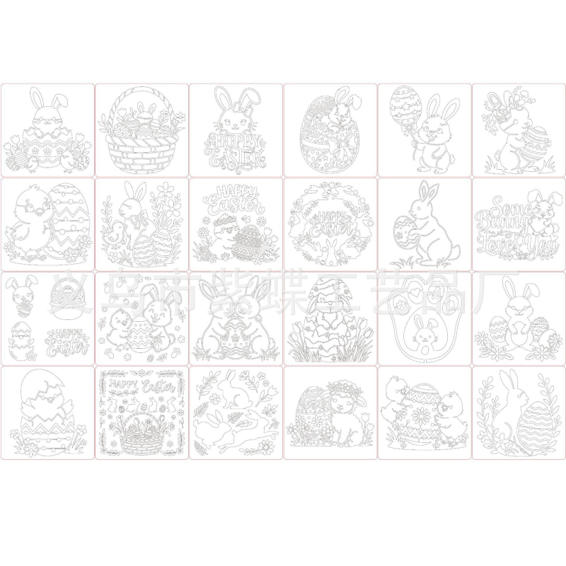 Šablona za crtanje za crtani zeko – PET šablona, model SJX-176, marka Yiwu City Purple Butterfly Crafts Factory