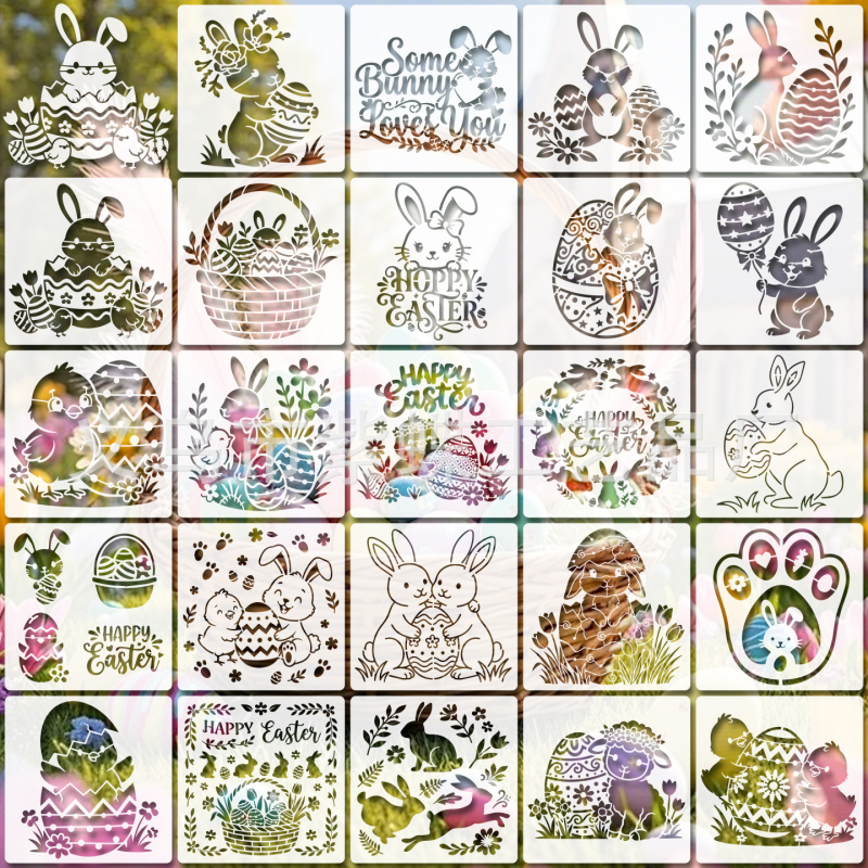 Šablona za crtanje za crtani zeko – PET šablona, model SJX-176, marka Yiwu City Purple Butterfly Crafts Factory