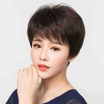 MG86 Rövid egyenes paróka nőknek ferde frufruval, légáteresztő, könnyű, hőálló rostok