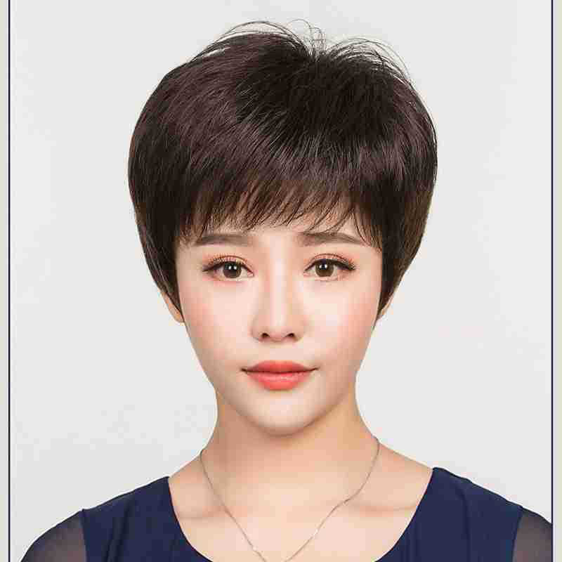 MG86 Rövid egyenes paróka nőknek ferde frufruval, légáteresztő, könnyű, hőálló rostok