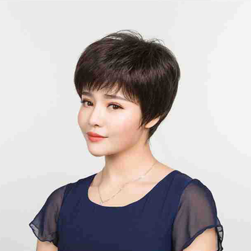 MG86 Rövid egyenes paróka nőknek ferde frufruval, légáteresztő, könnyű, hőálló rostok