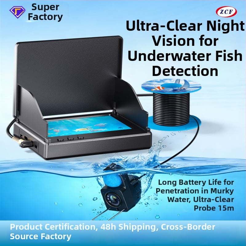 ZCF P300 риболовна подводна камера с 4,3‑инчов дисплей, IP68 водоустойчива, работна дължина 1500/3000
