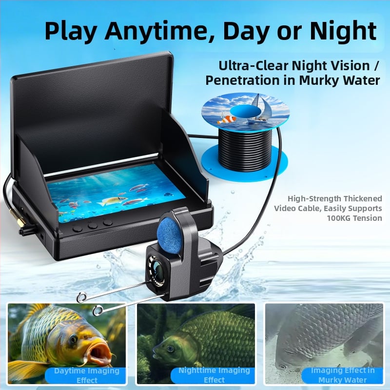 ZCF P300 риболовна подводна камера с 4,3‑инчов дисплей, IP68 водоустойчива, работна дължина 1500/3000