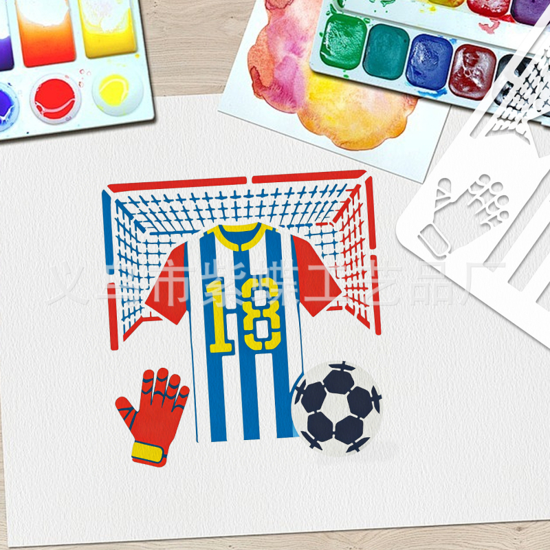 Šablona za nogometnu loptu za DIY slikanje – PET materijal, model ZYR-127, brend Yiwu City Purple Butterfly Crafts Factory