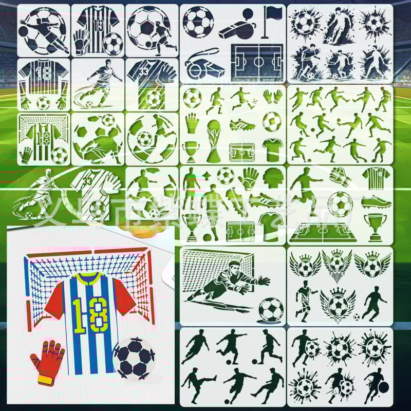 Šablona za nogometnu loptu za DIY slikanje – PET materijal, model ZYR-127, brend Yiwu City Purple Butterfly Crafts Factory