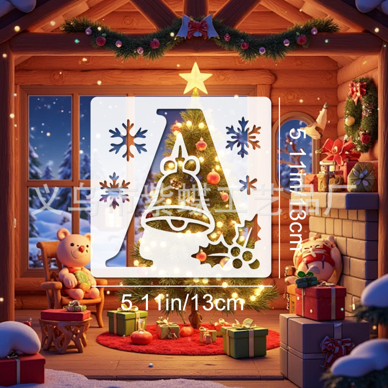 DIY šablona za praznike s alfabetom – PET materijal, model SJX-77, marka Yiwu Zidie Craft Factory, izvoz preko granica ekskluzivno, IP ovlaštenje: Ne